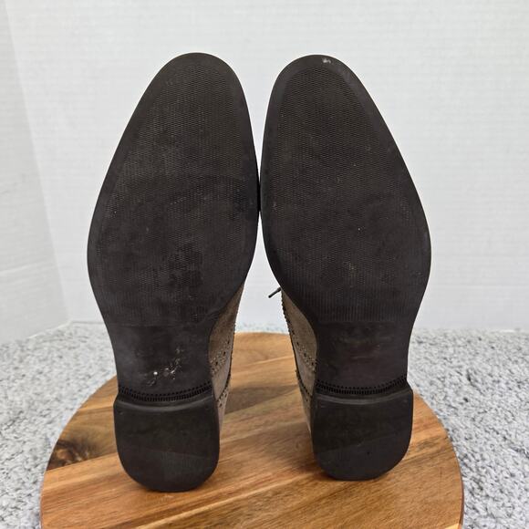 Saks Fifth Avenue Taupe Brown Suede Wingtip Full Brogue Casual Oxford Mens 10.5 - Picture 9 of 15